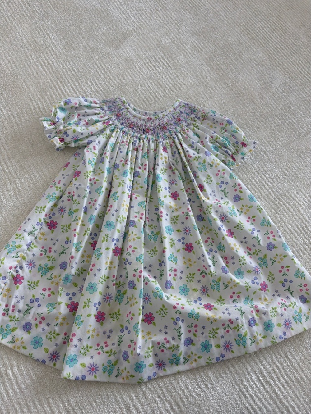 Little English floral dress with smocking size 5